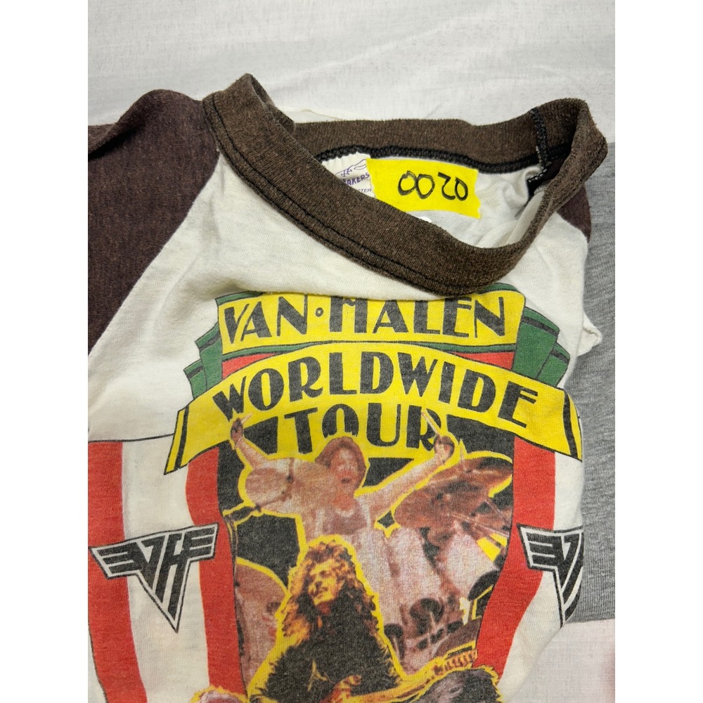 Vintage 1981 Van Halen Worldwide Tour Raglan T-Shirt Brown Cream 3/4 Sleeve Med - Picture 10 of 10